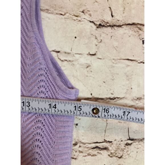 Burgess Top Women Large Silk Blend Lavender Open Knit Beachy Coquette Soft Girl - Picture 6 of 11